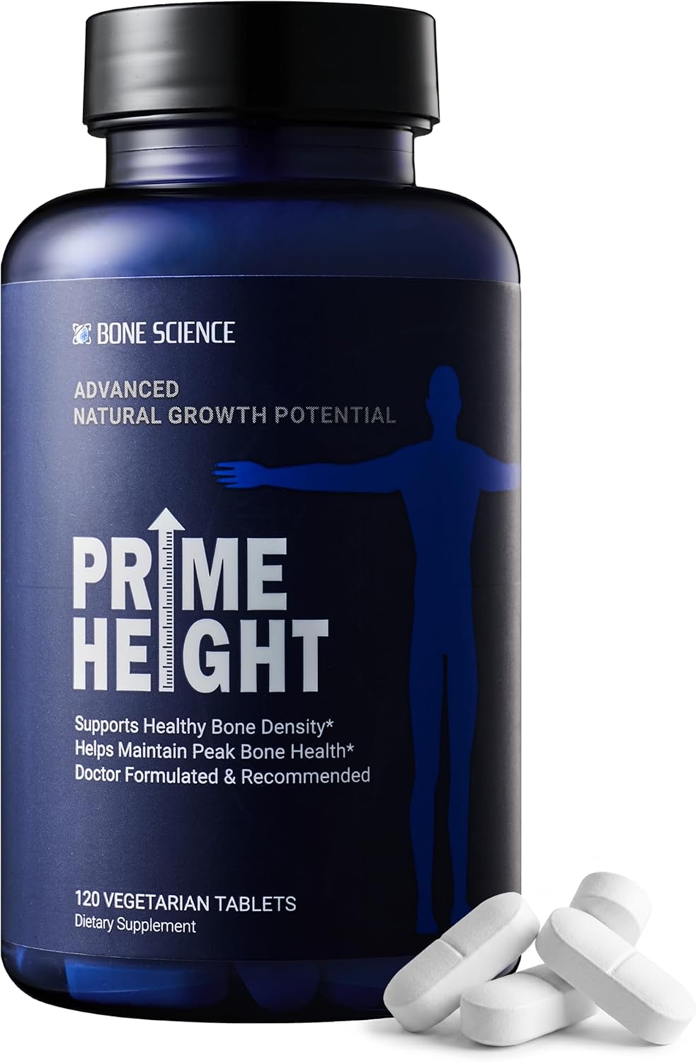 BONE SCIENCE Primeheight Bone & Growth Support - Calcium, Vitamin D3, K2, Magnesium, Zinc - 120 Tablets - görsel 1