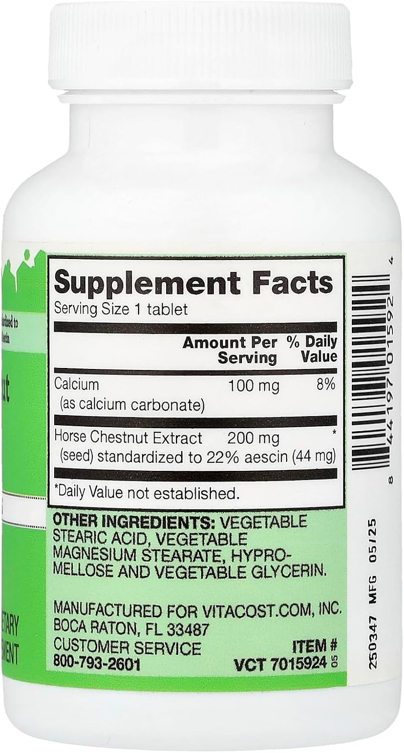 Vitacost Horse Chestnut – Sustained Release – 200 mg – 120 Tablets - görsel 2