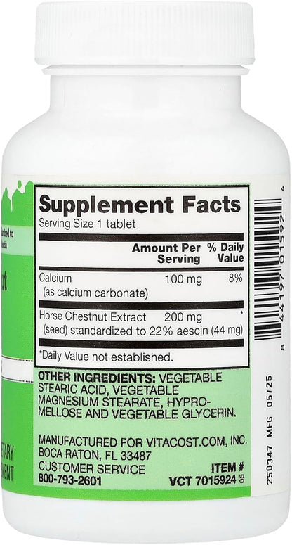 Vitacost Horse Chestnut – Sustained Release – 200 mg – 120 Tablets