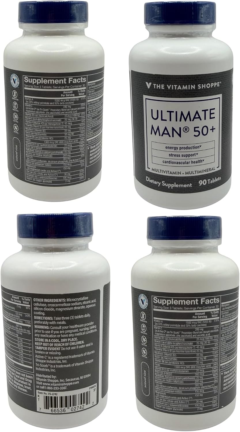 The Vitamin Shoppe Ultimate Man 50+ Multivitamin - 90 Tablets - görsel 4
