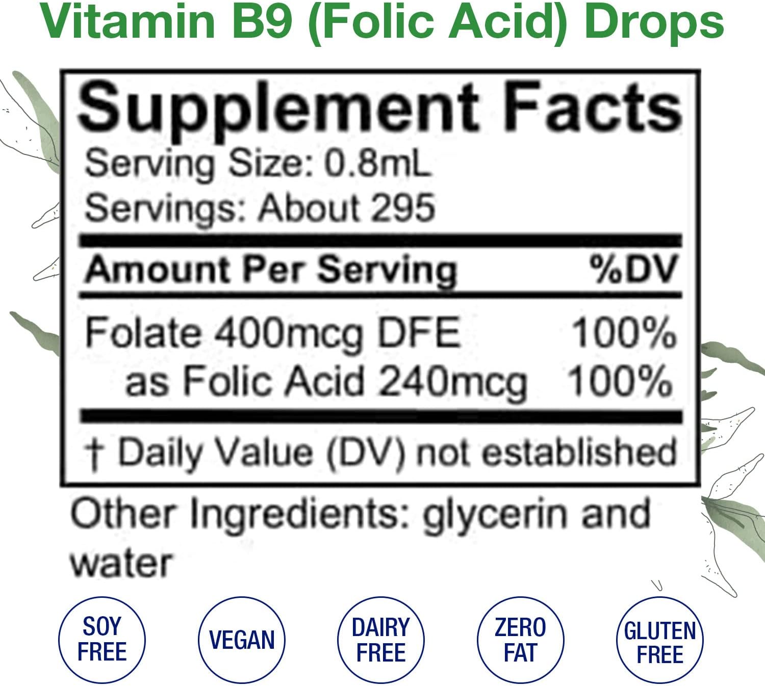 HoneyCombs B9 Folate Prenatal Supplement Drops, 8 Fl oz | Folic Acid Liquid, Fast Absorbing, Energy Metabolism & Red Blood Cell Support, Prenatal for Women & Men, Vegan - görsel 2