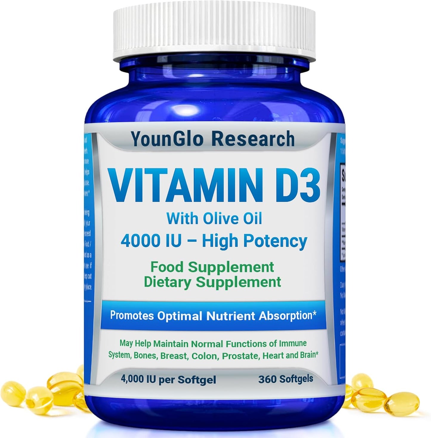 Vitamin D3 4000 IU Food Supplement - 360 Softgels - Bone and Immune Health - görsel 1