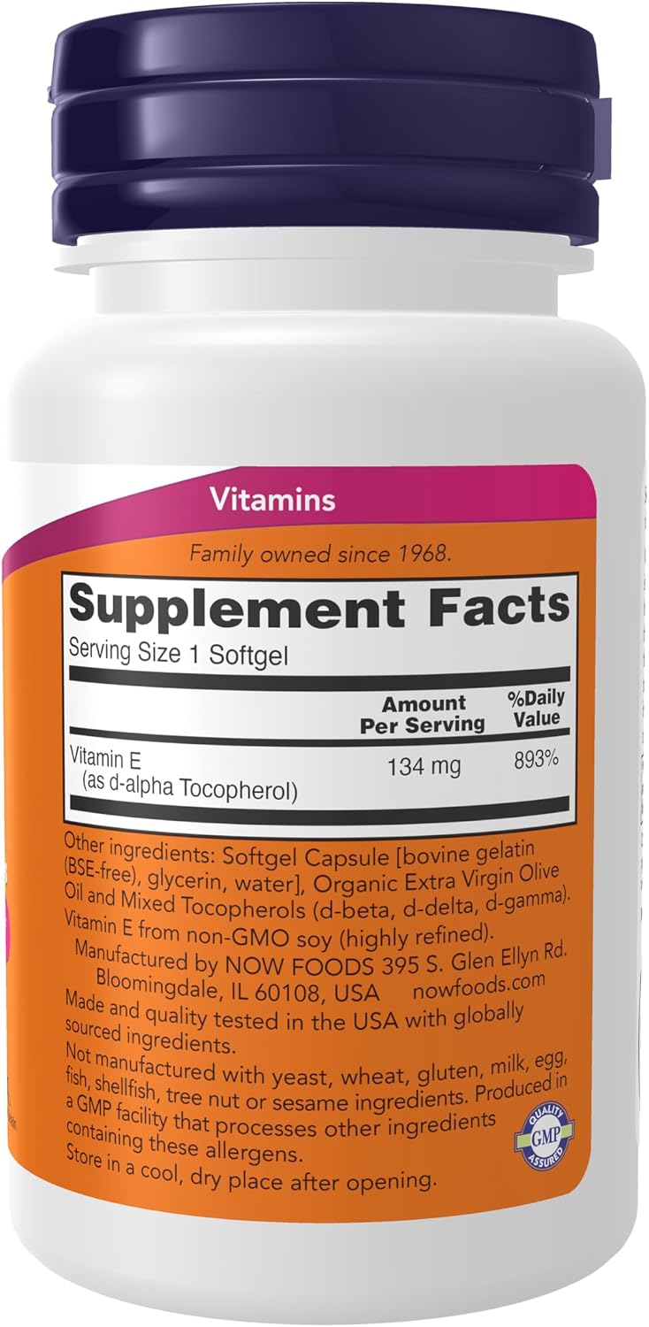 NOW Foods Vitamin E-200 IU Mixed Tocopherols, 100 Softgels - görsel 2