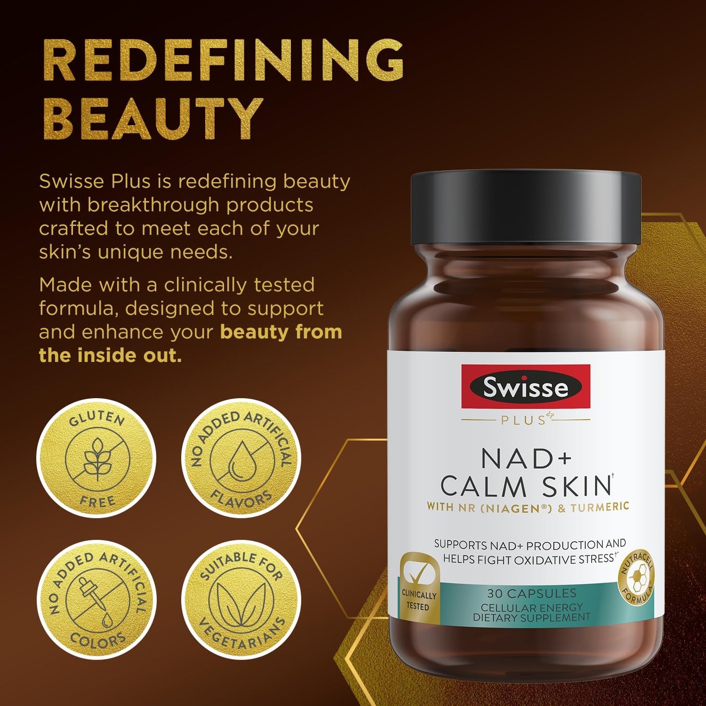 Swisse Plus NAD+ Calm Skin – Clinically Tested NAD+ Supplement for Balanced, Healthy Skin (30 Capsules) - görsel 6