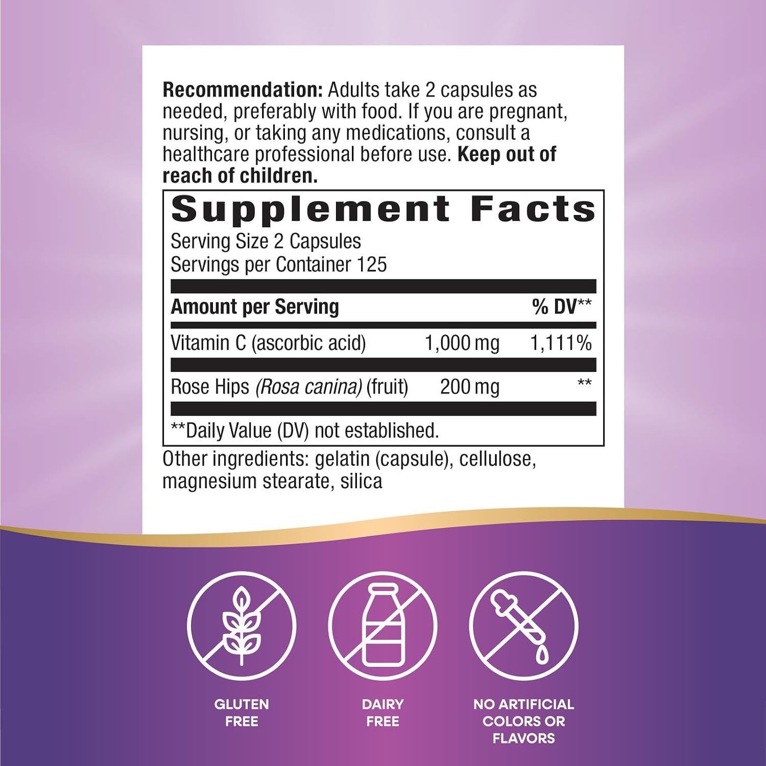 Nature's Way Vitamin C with Rose Hips, 1000 mg, 250 Capsules - görsel 5