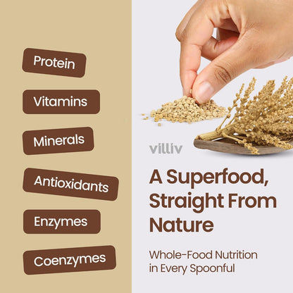 Villiv Coconut Flower Bee Pollen Granules - Superfood Antioxidant, Amino Acid, Protein Supplement for Women, Men, Dogs, Bearded Dragons - Natural Multivitamin - Non-GM, Paleo & Keto-Friendly - 147 g