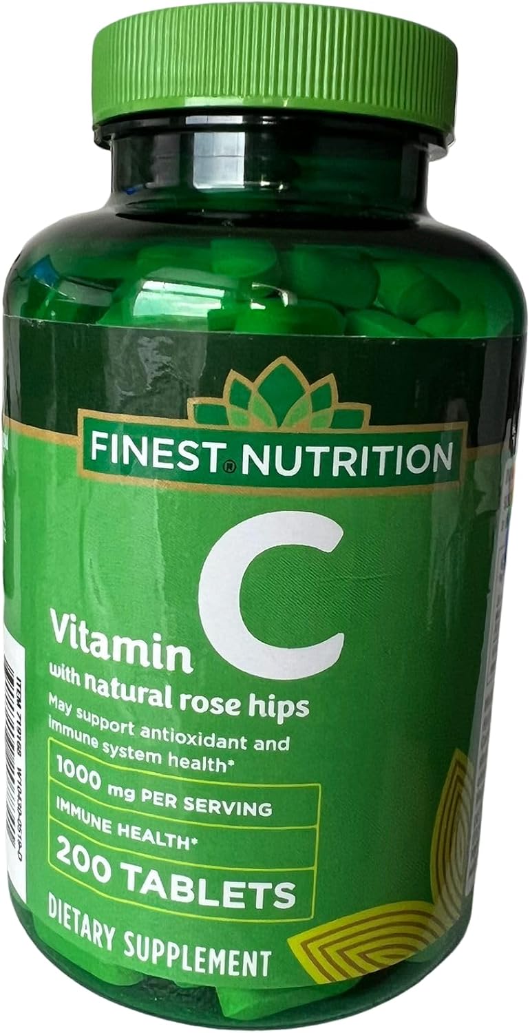 Finest Nutrition Vitamin C with Rose Hips 1000mg, 200 Tablets - görsel 1