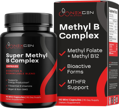 Methylated B Complex Supplement - Bioactive with 5-MTHF Methylfolate & B12 Methylcobalamin for Brain, Heart, Energy & Homocysteine Support