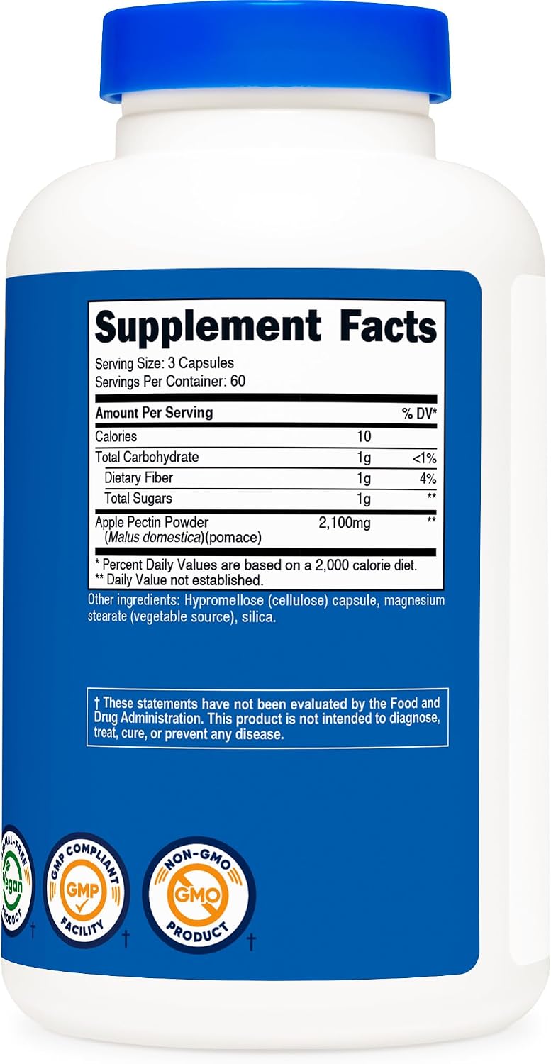 Nutricost Apple Pectin Capsules 2,100mg Per Serving, 180 Capsules - Gluten-free, 60 Servings - görsel 5