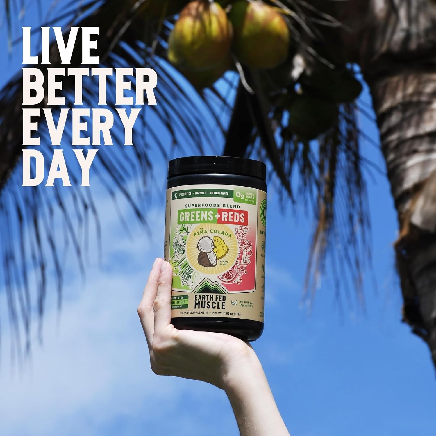 Earth Fed Muscle Greens and Reds Superfoods Blend, Piña Colada - görsel 6