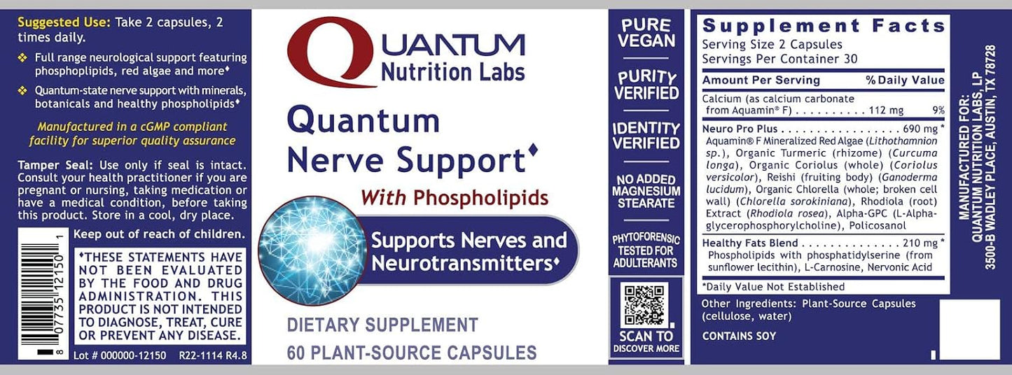 Quantum Nutrition Labs Nerve Support - Nerve & Brain Health Supplement with Rhodiola Rosea - 60 Vegetarian Capsules - görsel 4