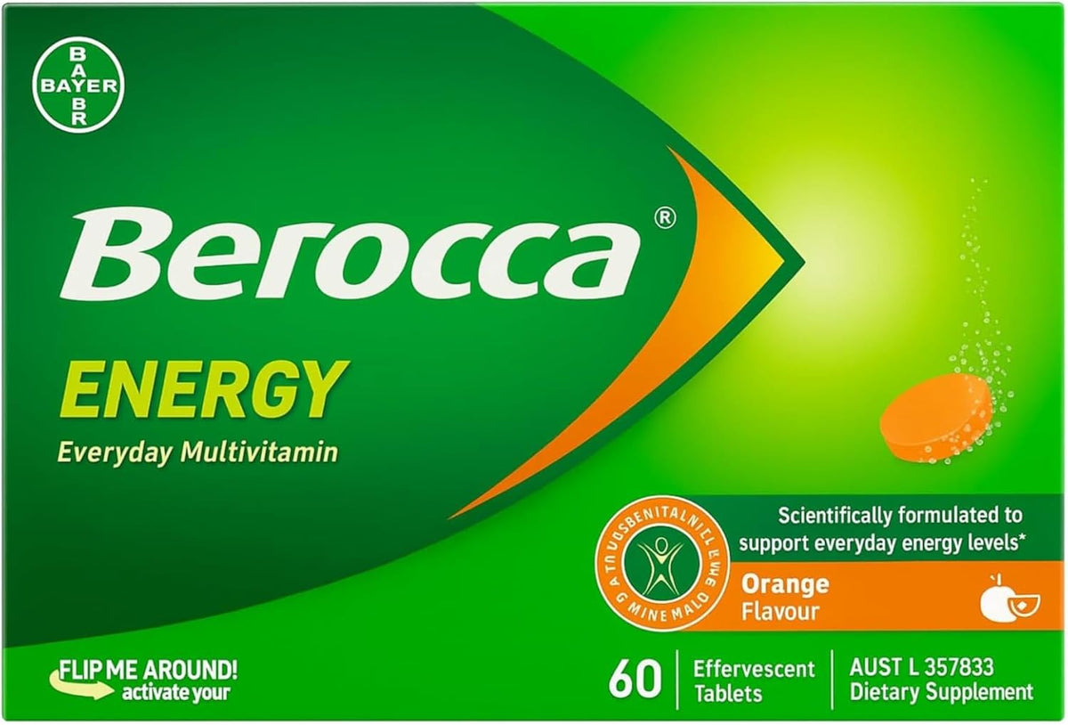 Berocca Energy Vitamin B & C Orange Flavour Effervescent Tablets, 60 Pack - görsel 1