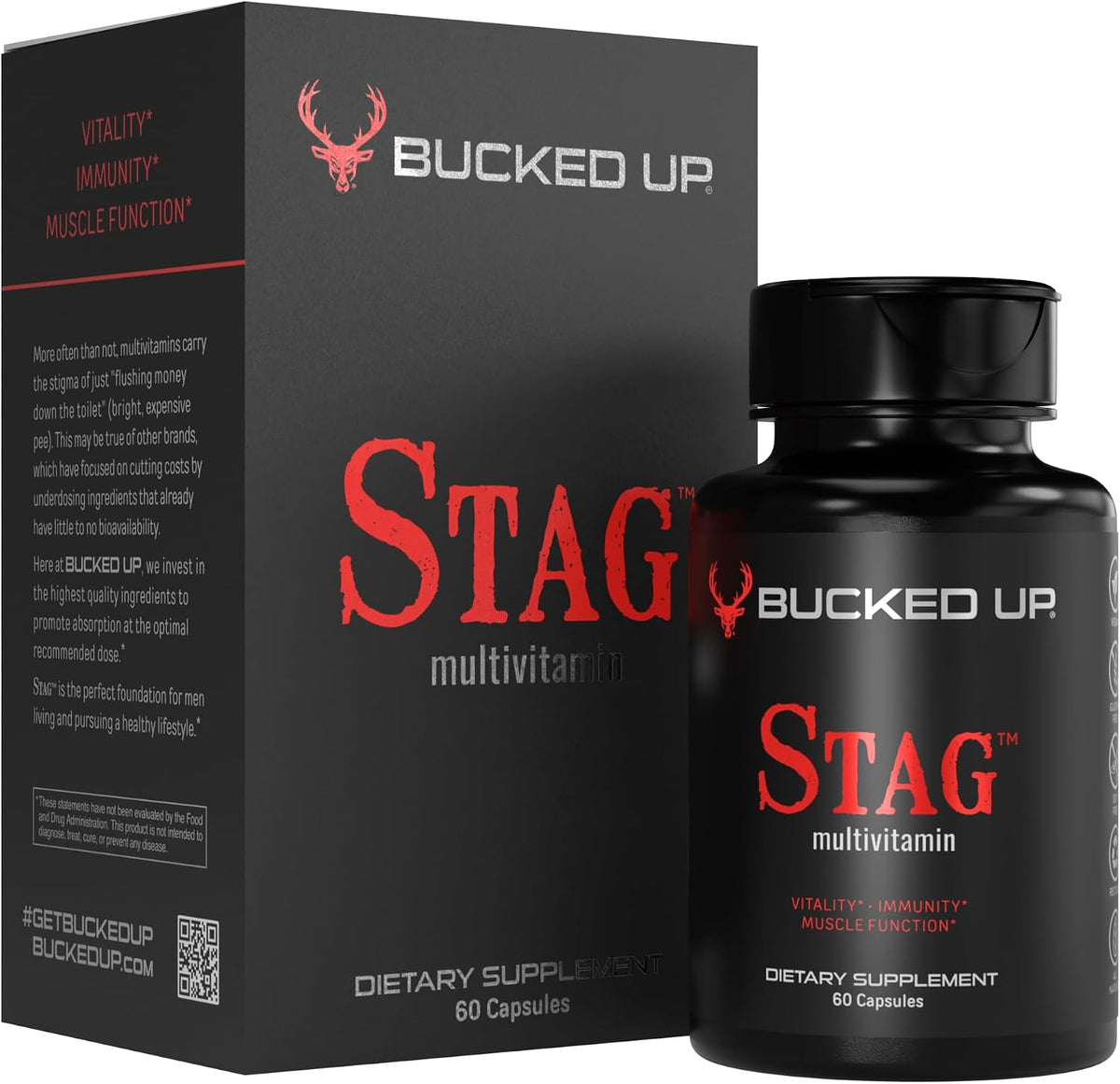 Bucked Up Stag Multivitamin for Men - Full Spectrum - Vitality, Immunity & Muscle Support (60 Capsules) - görsel 1