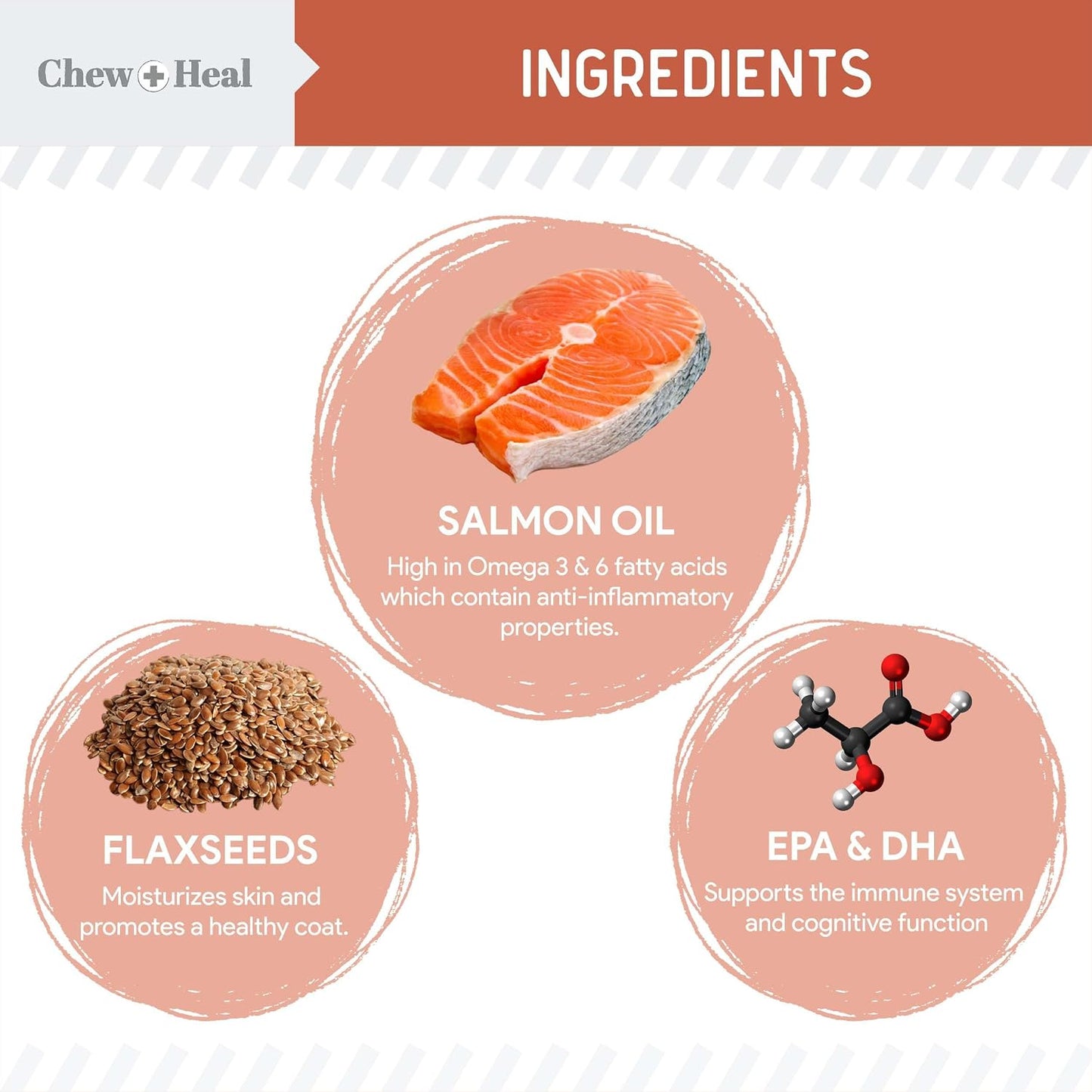 Fish Oil Omega-3 Supplements for Dogs - 360 Soft Chew Treats for Skin and Coat - Salmon Oil Blend of Fatty Acids, Omega-3, 6, Vitamins, Antioxidants - Made in the USA (2 Packs of 180, Salmon Flavour) - görsel 2