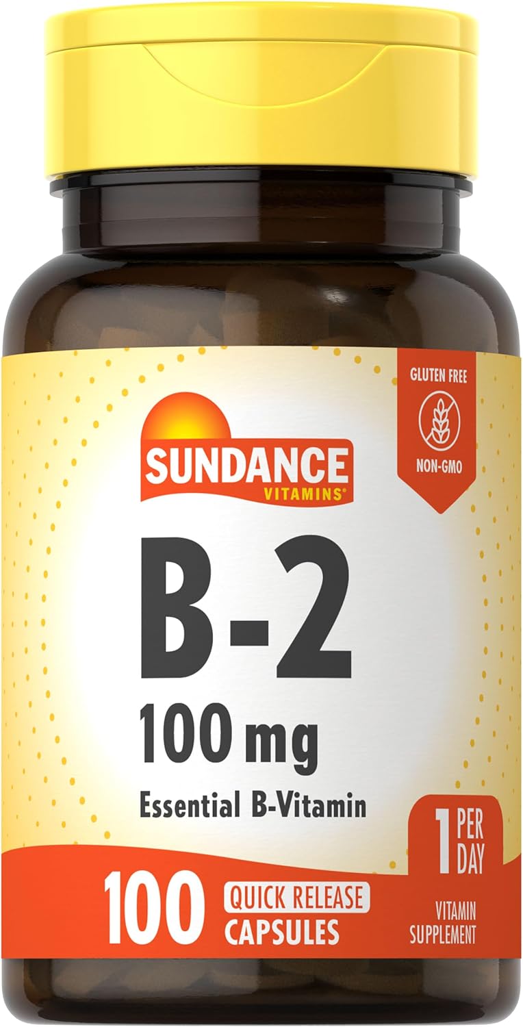 Sundance Vitamin B2 100mg – Riboflavin Food Supplement, 100 Capsules - görsel 1