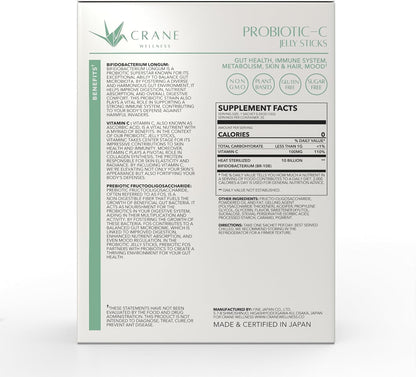 PROBIOTIC-C Jelly Sticks - Bifidobacterium and Vitamin C | Non-GMO, Gluten-free, Vegan | Individual Sachets for Easy on-the-Go Wellness