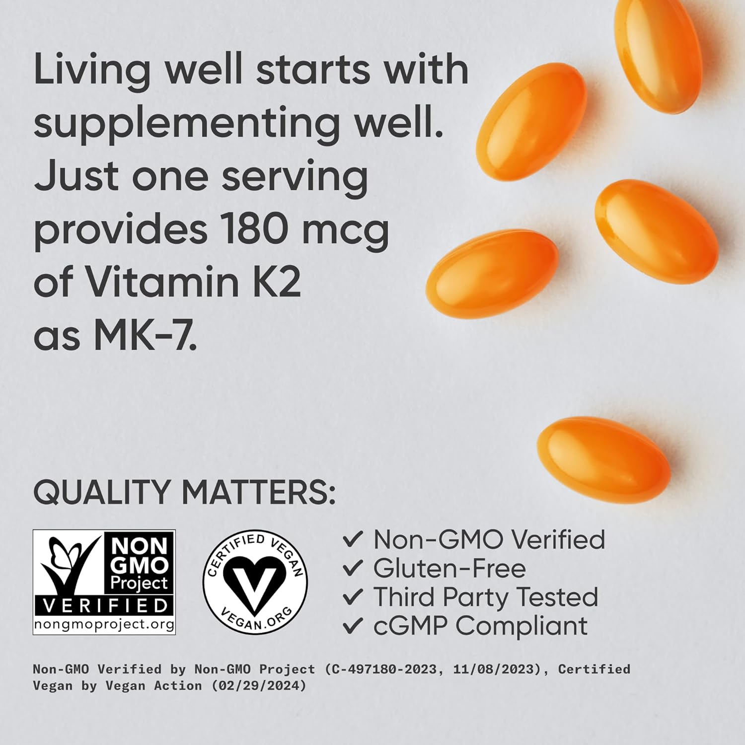 Sports Research Extra Strength Vitamin K2 as MK-7 180mcg with Coconut MCT Oil - 60 Vegan Softgels - görsel 4