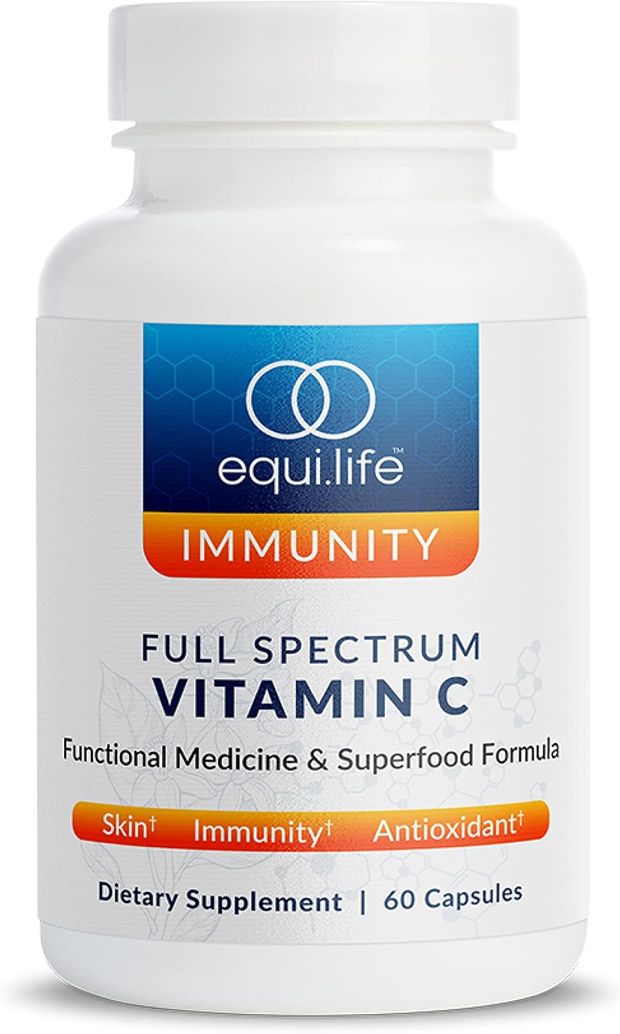 EquiLife Full Spectrum Vitamin C with Quercetin & Bioflavonoids - Antioxidant Formula to Support Immune Function and Collagen Formation - Gluten-free, Non GMO, 60 Capsules - görsel 1