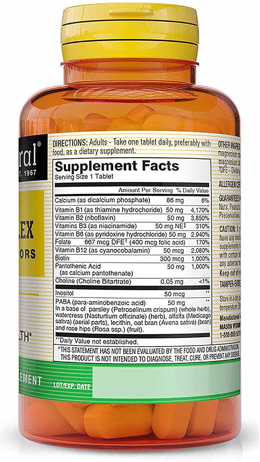 Mason Natural Super B 50 Complex – All 11 B Factors, 60 Tablets - görsel 2