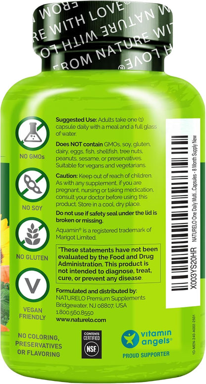 NATURELO Men's Multivitamin - One Daily Multivitamin with Vitamins, Minerals and Organic Whole Foods, Non-GMO, 240 Vegetarian Capsules