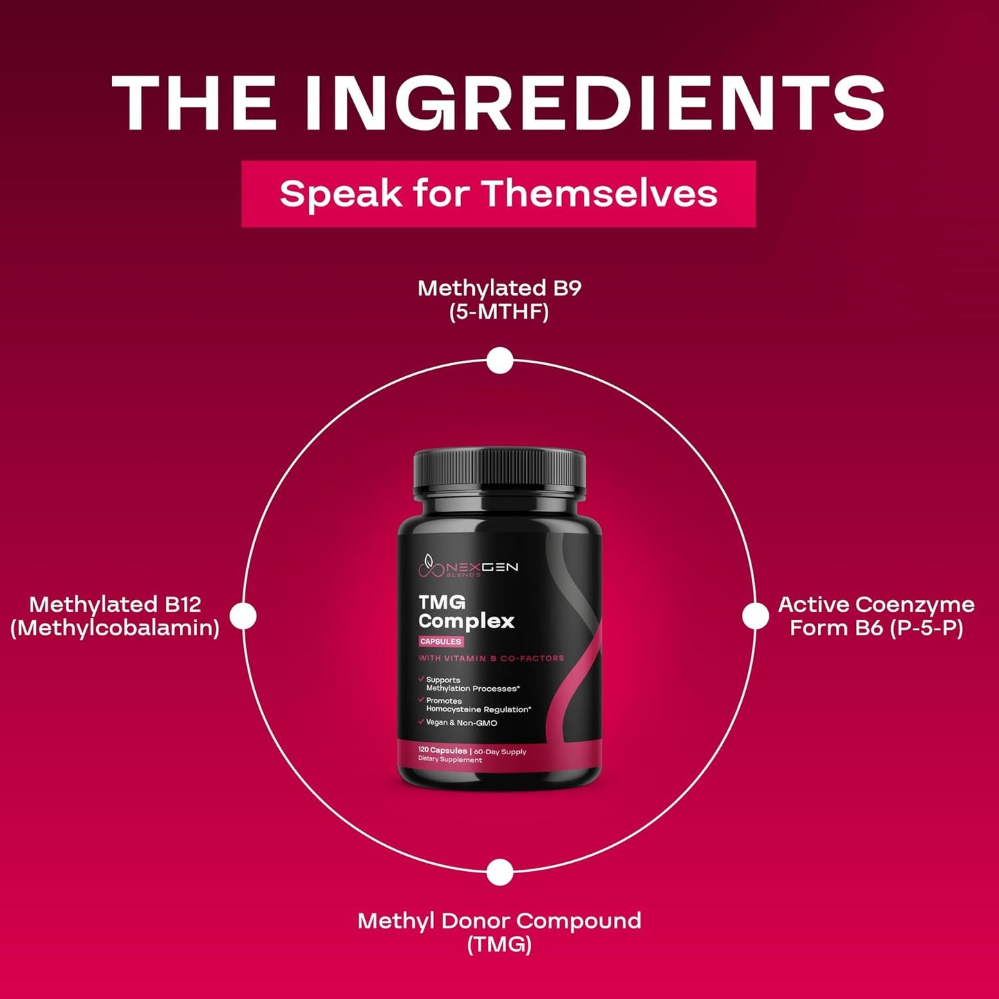 TMG Trimethylglycine Supplement with Methyl B Complex - 500mg Betaine TMG Supplement with Methylated Vitamin B Co-Factors for Homocysteine, Heart & Liver Support - Vegan & Non-GMO (2 Month Supply) - görsel 6