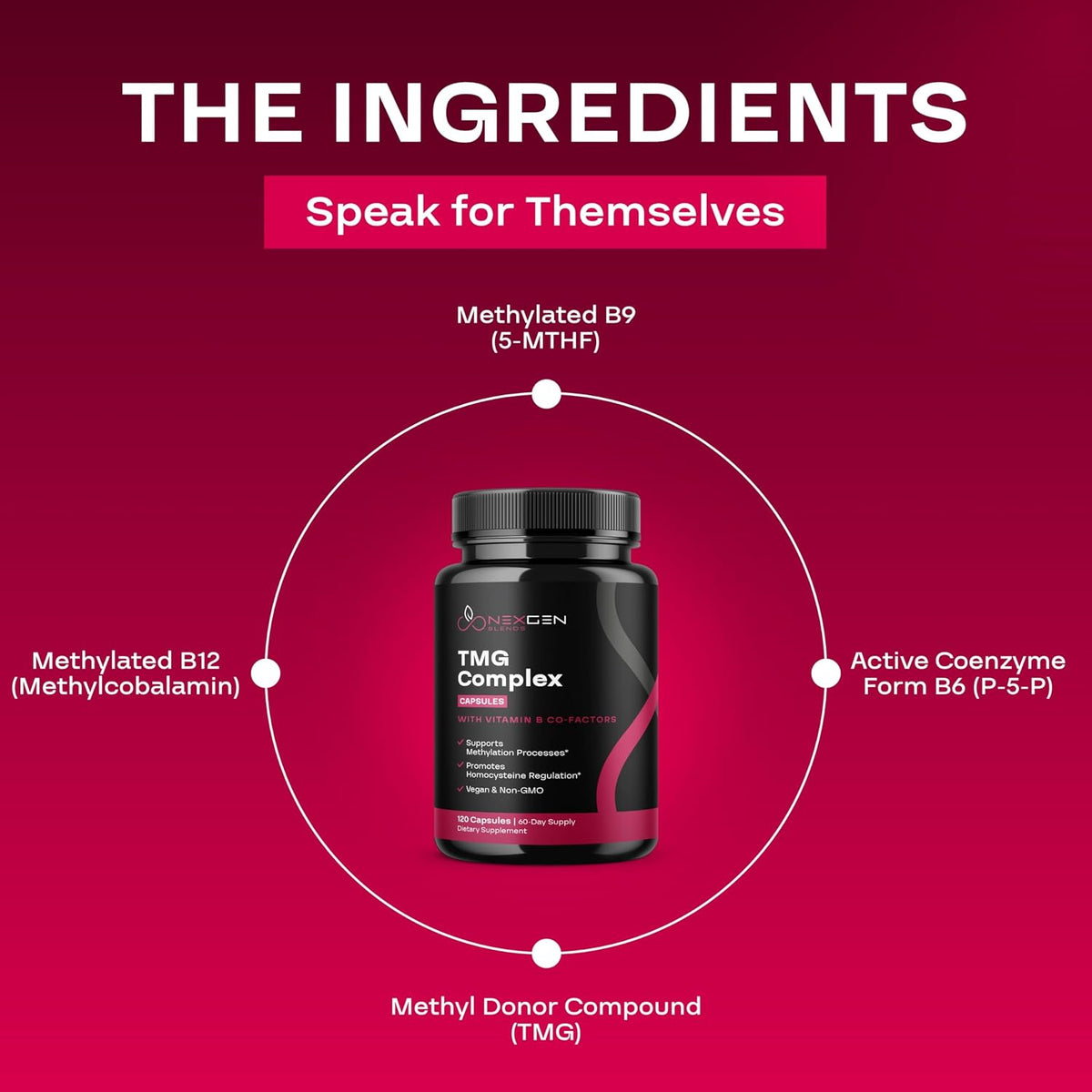 TMG Trimethylglycine Supplement with Methyl B Complex - 500mg Betaine TMG Supplement with Methylated Vitamin B Co-Factors for Homocysteine, Heart & Liver Support - Vegan & Non-GMO (2 Month Supply) - görsel 6
