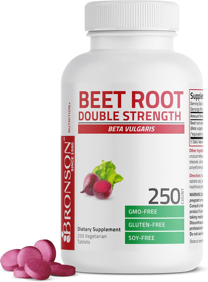 Bronson Beet Root Double Strength, Non-GM, 250 Vegetarian Tablets
