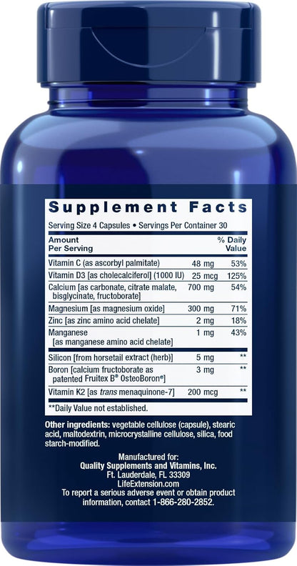 Life Extension Bone Restore with Vitamin K2, 120 Capsules (2-Pack)