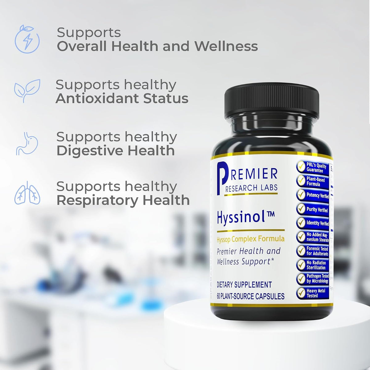 Premier Research Labs Hyssinol - Organic Hyssop Herb with Green Tea Extract, 60 Vegetarian Capsules - görsel 4