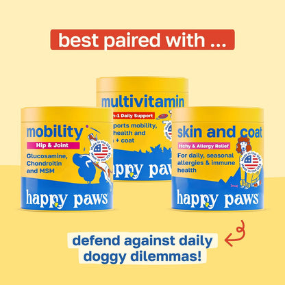 Happy Paws 10-in-1 Dog Multivitamin - Daily Nutritional and Immune Support for All Breeds (100 Soft Chews)