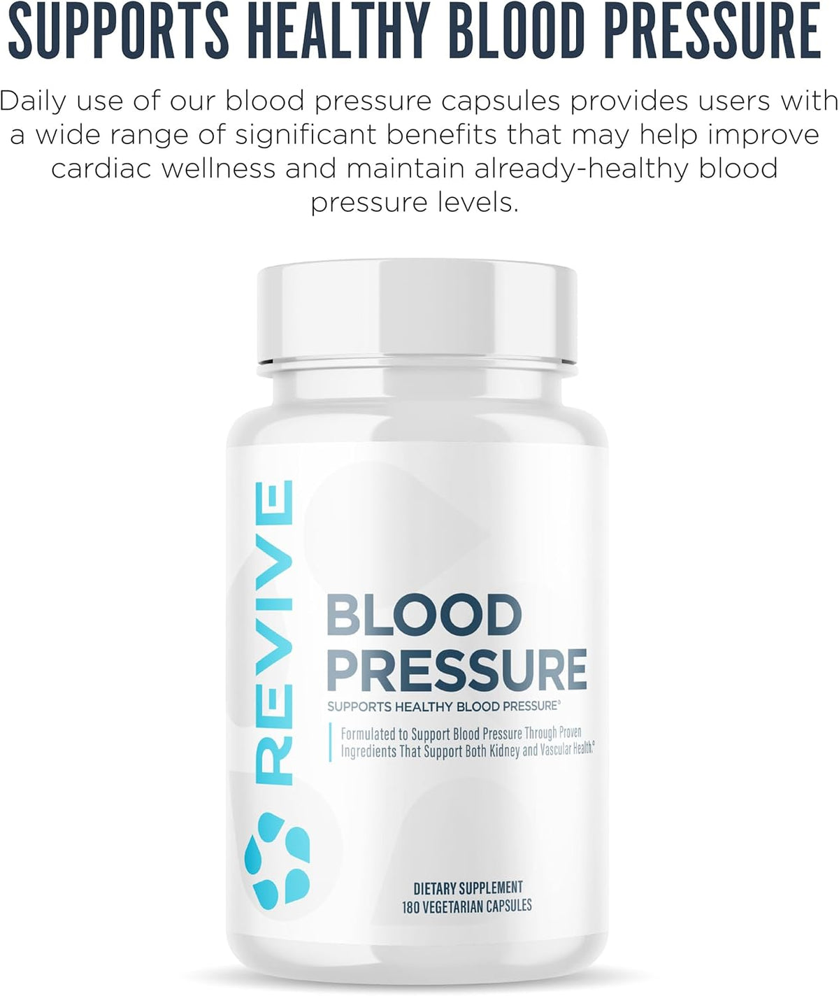 Revive MD Blood Pressure Support Supplement - Heart & Circulatory Health - Magnesium, Potassium, Folic Acid & Garlic - 180 Vegetarian Capsules - görsel 3