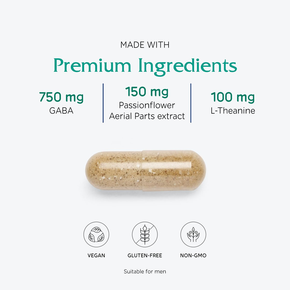 Vitanica GABA Ease - Calming Food Supplement with GABA, Vitamin B6, L-Theanine & Herbal Tonics - Vegan, 60 Capsules - görsel 4
