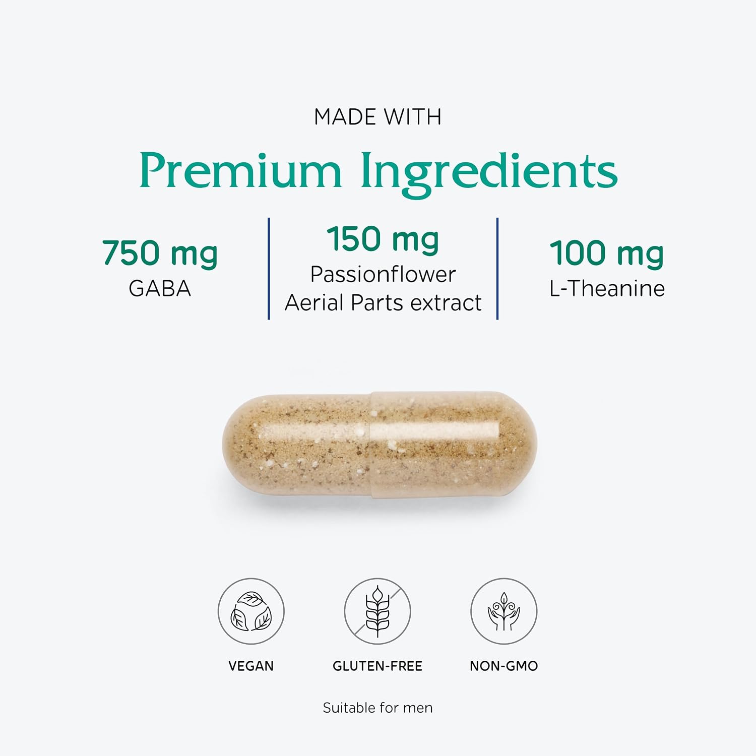 Vitanica GABA Ease - Calming Food Supplement with GABA, Vitamin B6, L-Theanine & Herbal Tonics - Vegan, 60 Capsules - görsel 4