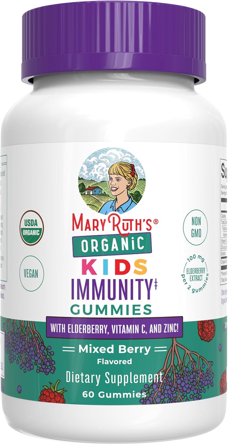 MaryRuth's Organics Children's Immune Support Gummies - USDA Organic Vitamin C, Zinc & Elderberry - 60 Gummies - görsel 1
