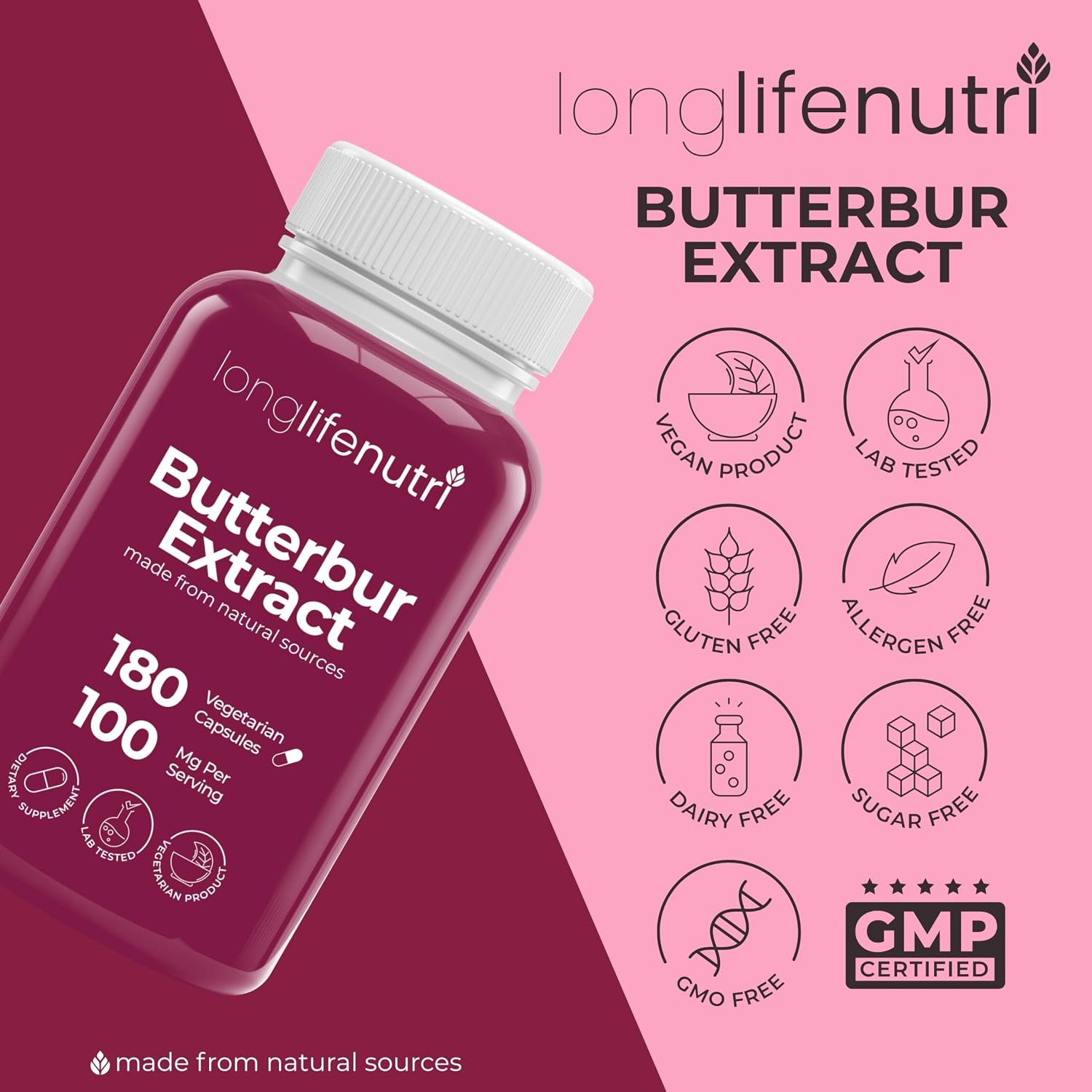 LongLifeNutri Butterbur Extract 100mg – 180 Vegetarian Capsules - görsel 7