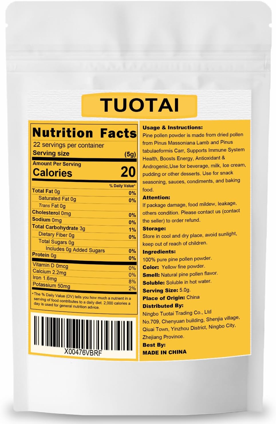 TUOTAI Premium Pine Pollen Powder, 100% Natural, Vegan, Non-GMO - görsel 6