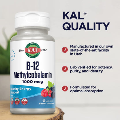 KAL Vitamin B12 Methylcobalamin Lozenges 1000mcg