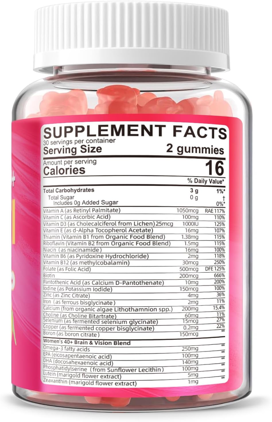 Lerinettia Multivitamin for Women 40+ Gummies with Omega-3, Iron, and B-Complex - Vegan, Sugar-Free (60 Gummies) - görsel 2