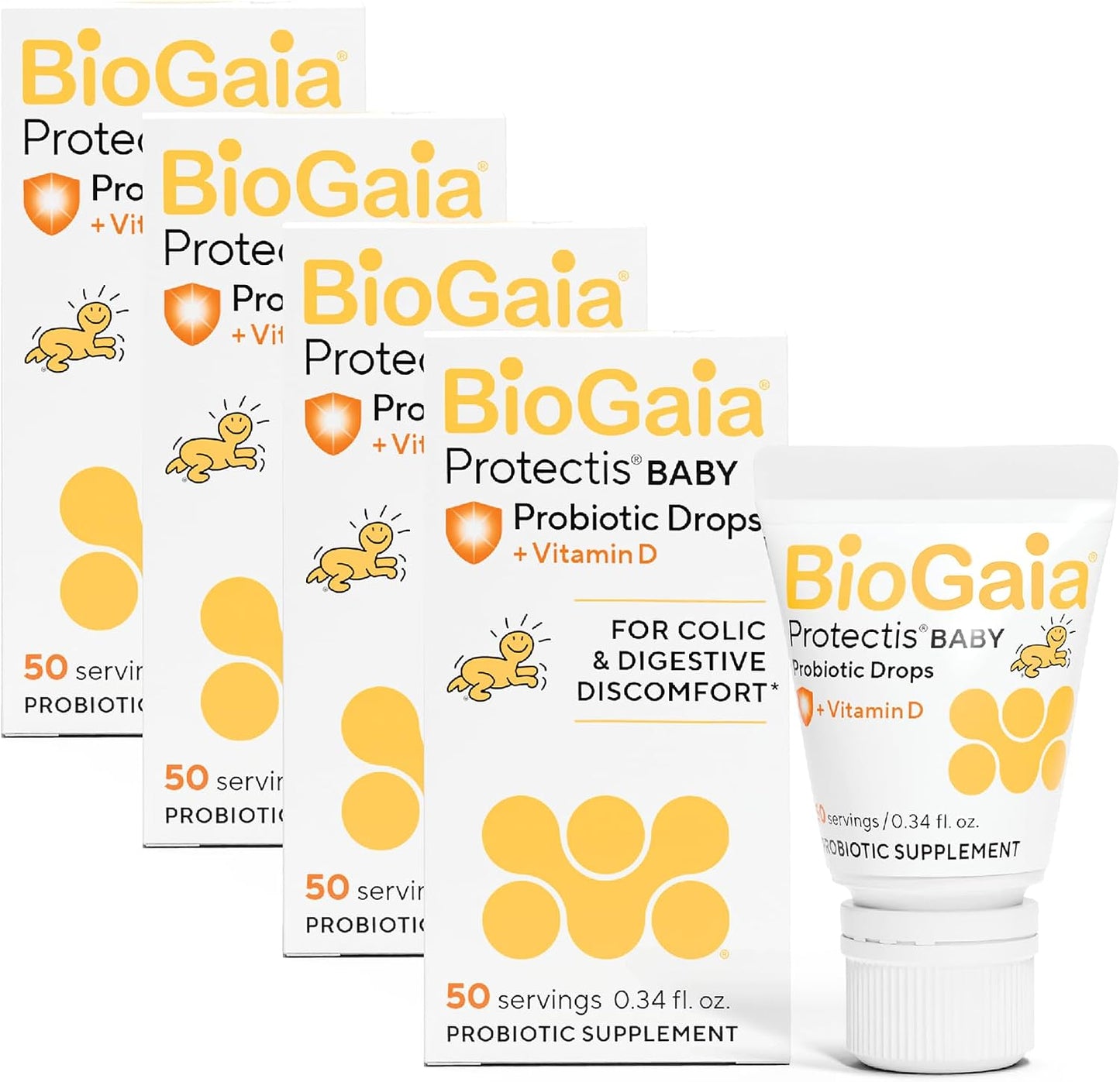 BioGaia Baby Probiotic Drops with Vitamin D – Colic & Gas Relief, 50-Day Supply (Pack of 4) - görsel 1
