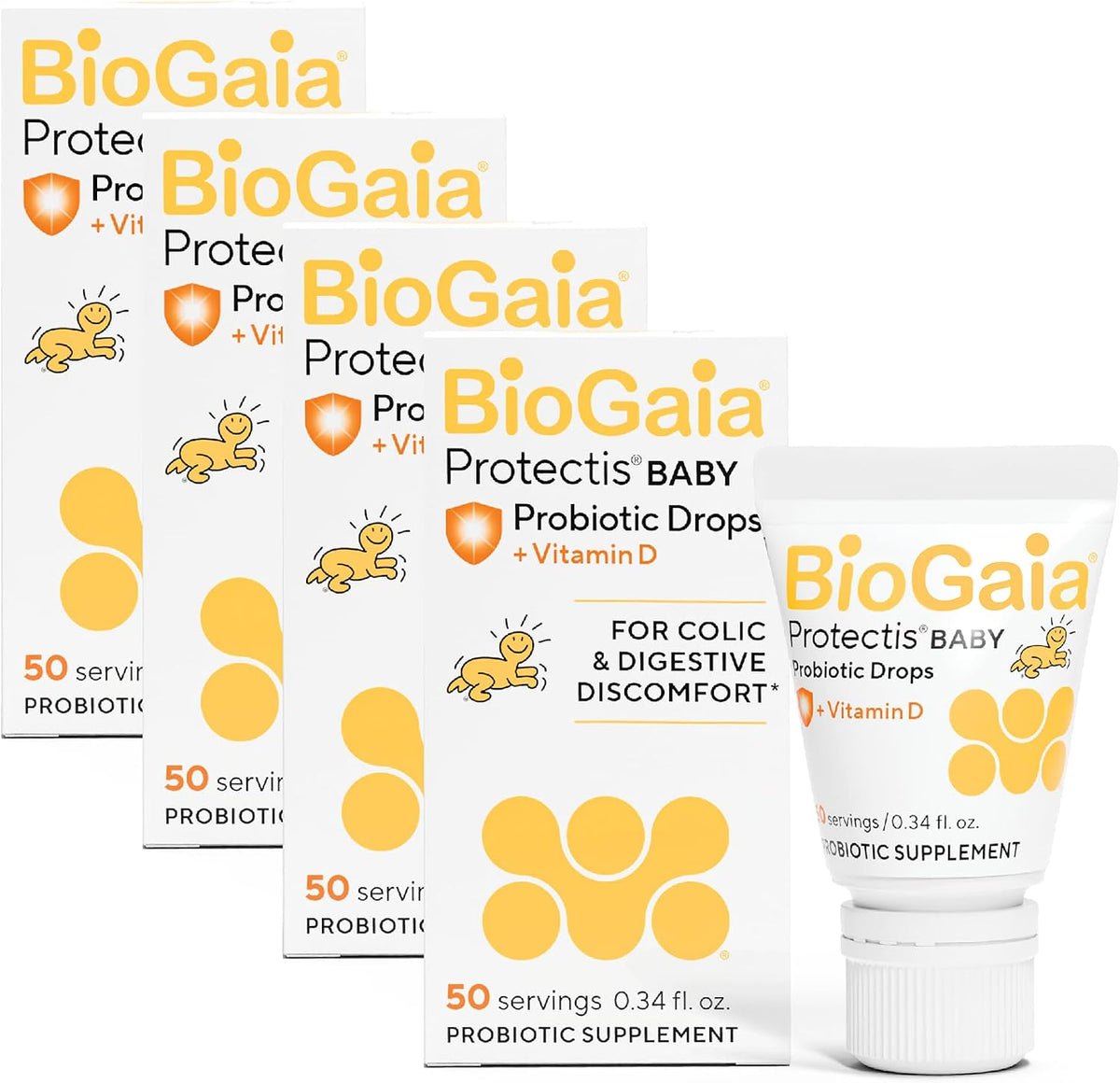 BioGaia Baby Probiotic Drops with Vitamin D – Colic & Gas Relief, 50-Day Supply (Pack of 4) - görsel 1