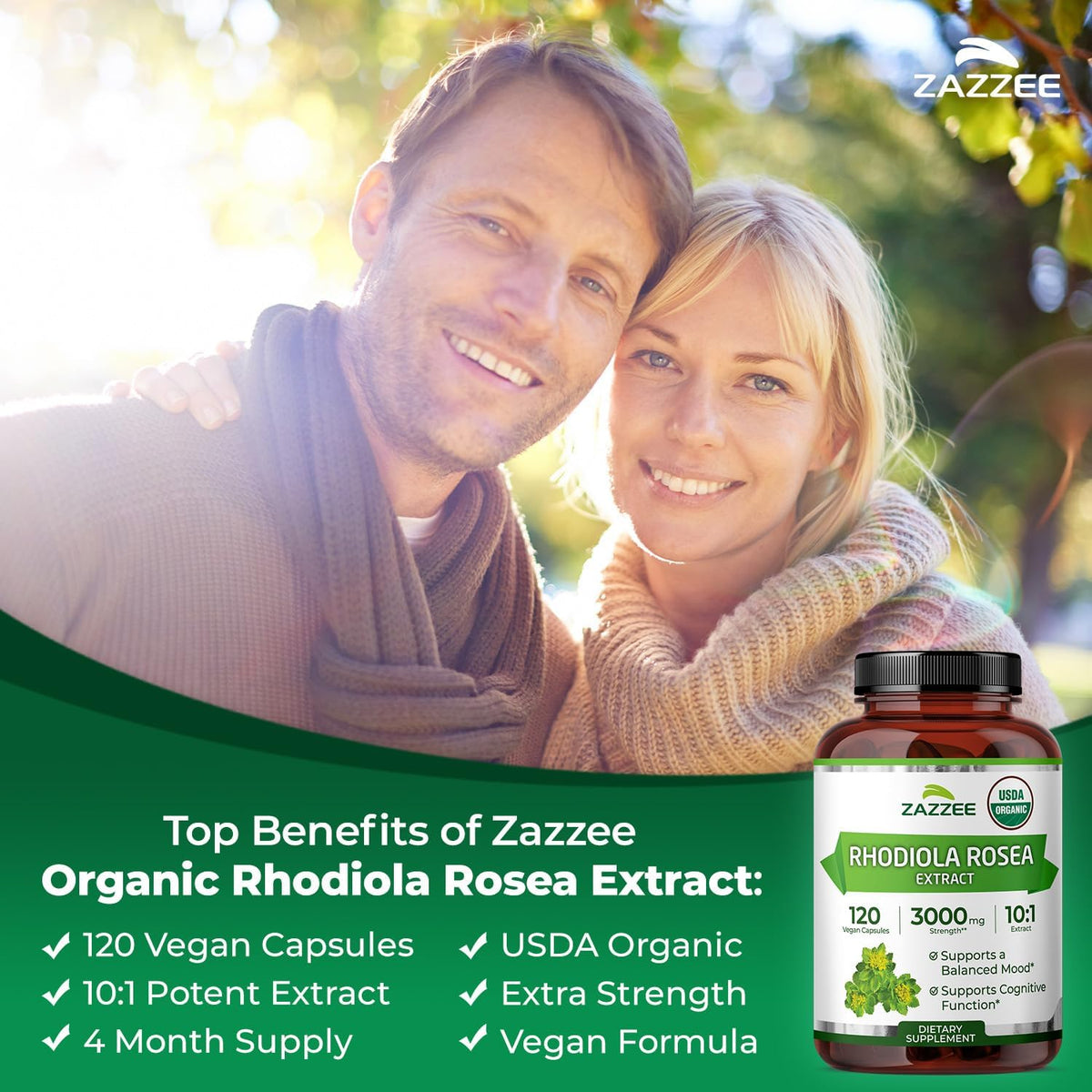 Zazzee USDA Organic Rhodiola 10:1 Extract - 120 Capsules (4-Month Supply) - görsel 4