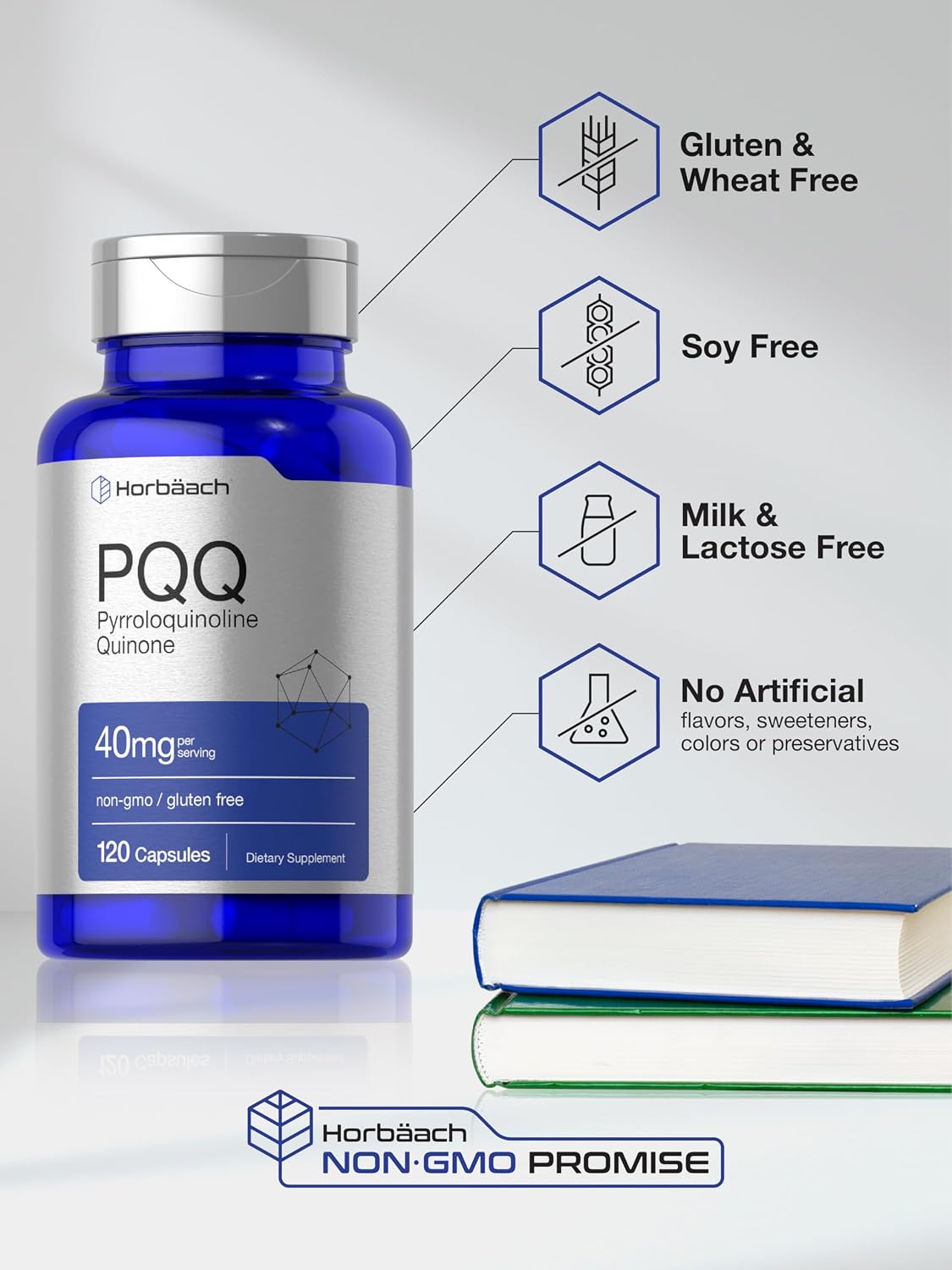 Horbäach PQQ Supplement 40 mg | 120 Capsules | Maximum Strength | Non-GMO & Gluten-free | Pyrroloquinoline Quinone Disodium Salt - görsel 5