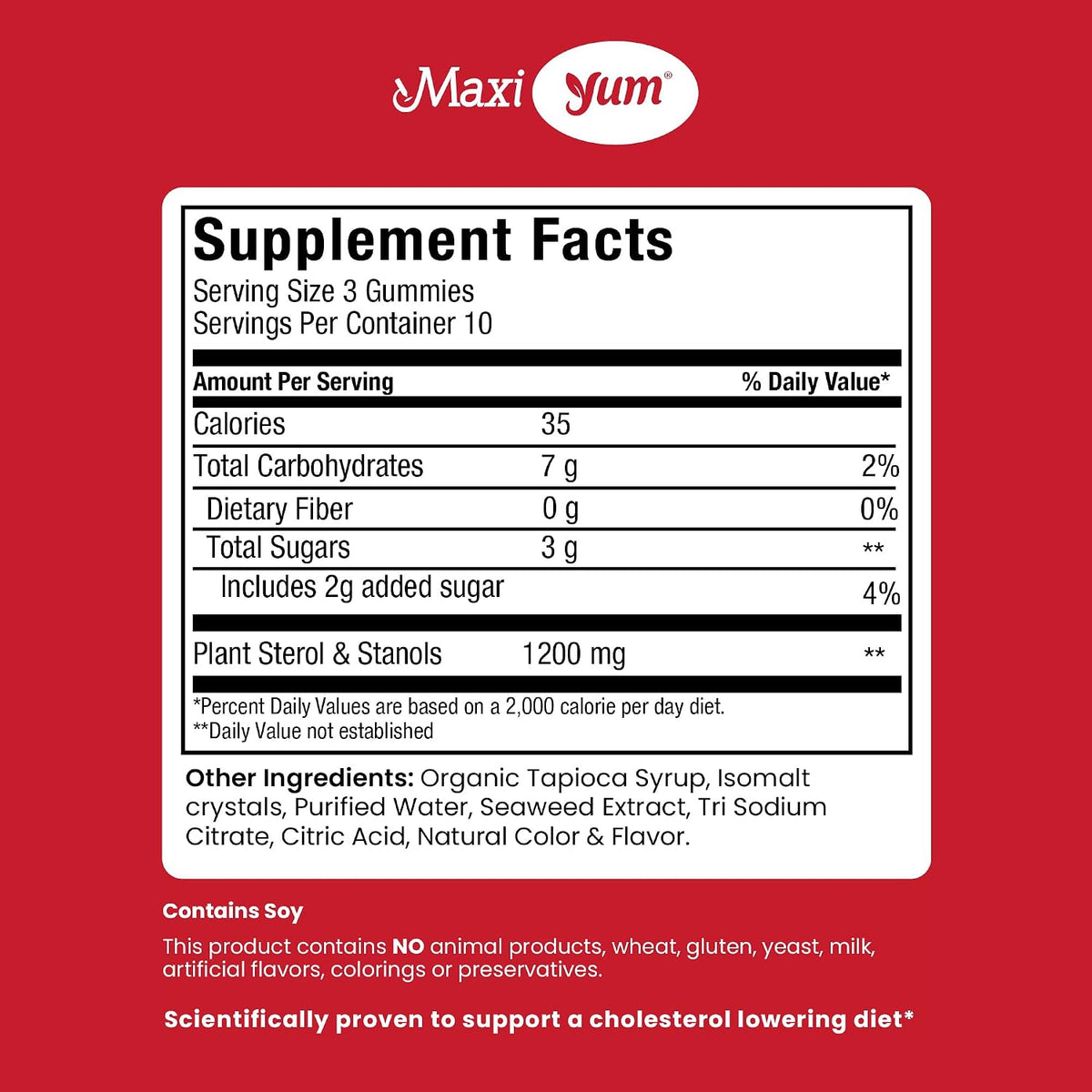 Maxi Health Cholesterol Gummies – Plant Sterols & Stanols – 1200mg – Orange Flavour (30 Count) - görsel 2