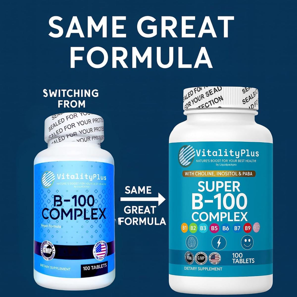 Super B-100 Complex – High Strength B-Vitamins with Choline, Inositol & PABA – 100 Tablets - görsel 6