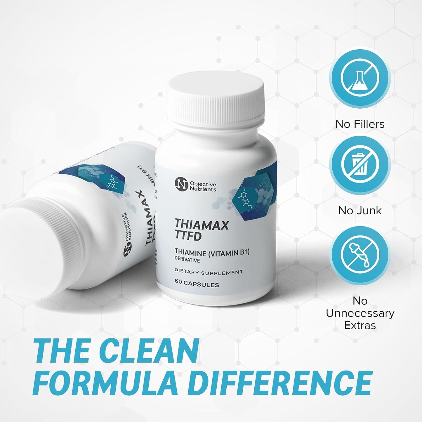 Objective Nutrients Thiamax TTFD Thiamine B1 Supplement - 100 mg with Magnesium - 60 Capsules - görsel 3