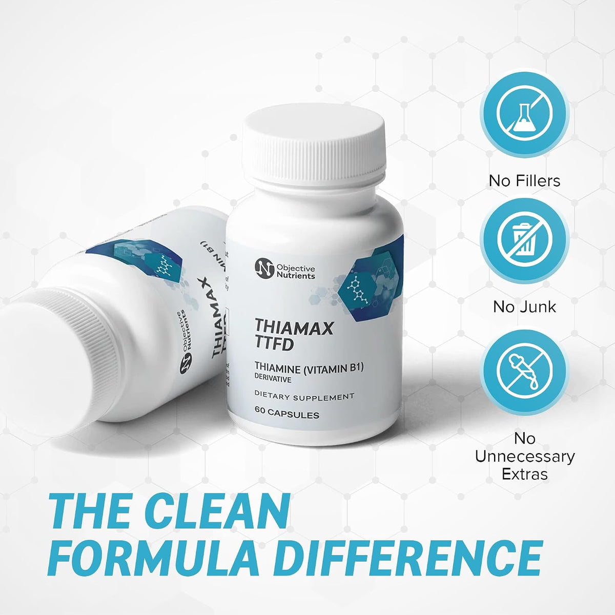 Objective Nutrients Thiamax TTFD Thiamine B1 Supplement - 100 mg with Magnesium - 60 Capsules - görsel 3