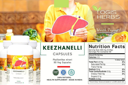 YOGIS HERBS Keezhanelli Capsules (Phyllanthus Niruri) – 90 Vegetable Capsules – Chanca Piedra Stone Breaker