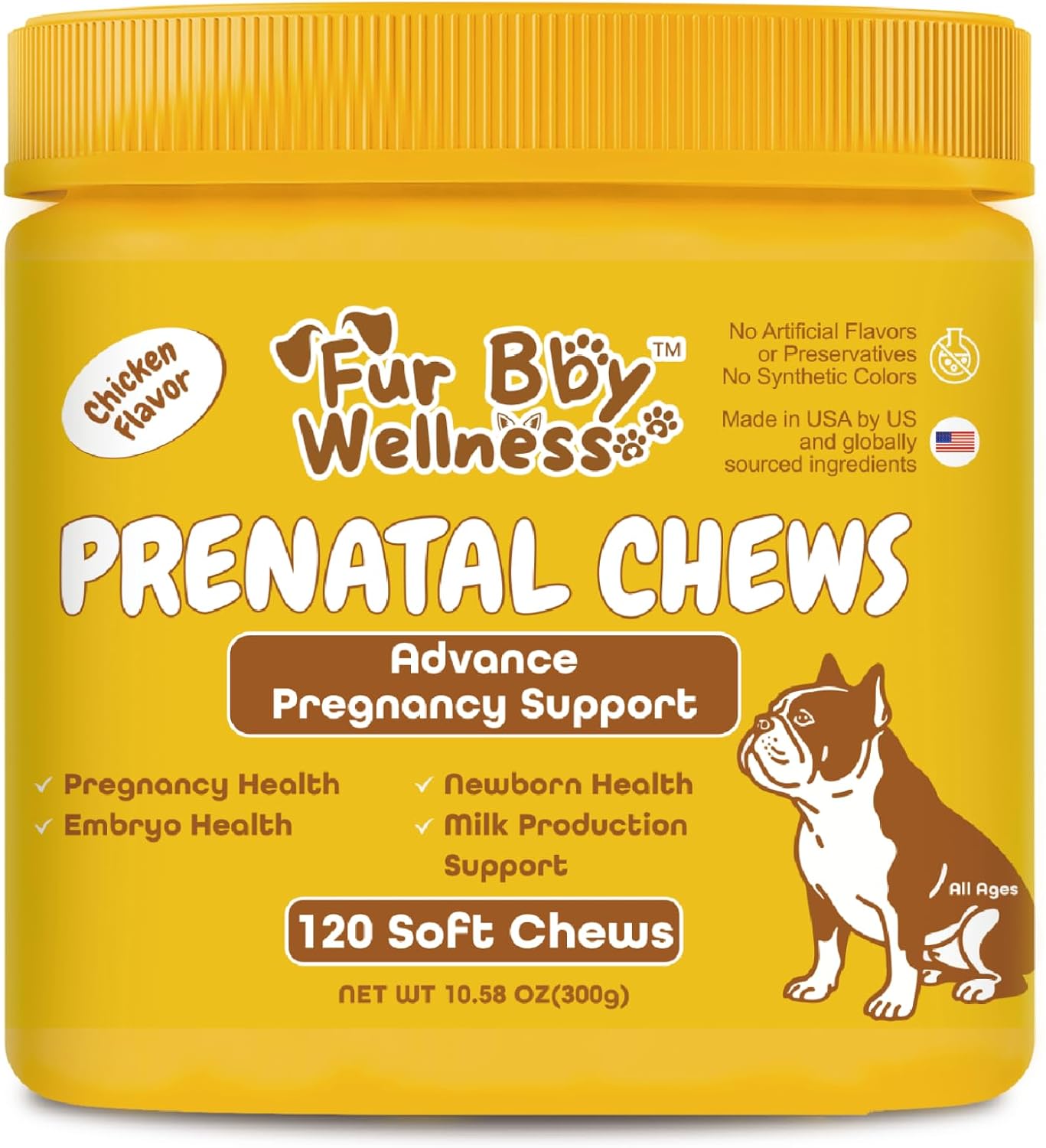 Dog Prenatal Vitamins for Pregnant & Nursing Dogs – Supports Healthy Pregnancy, Puppy Development & Lactation – with Folic Acid, Iron & Calcium – 120 Soft Chews - görsel 1