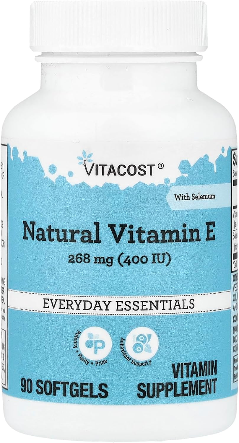 Vitacost Natural Vitamin E with Selenium, 90 Softgels - görsel 1