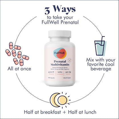 FullWell Women's Prenatal Multivitamin - Lemon Flavour, 240 Capsules